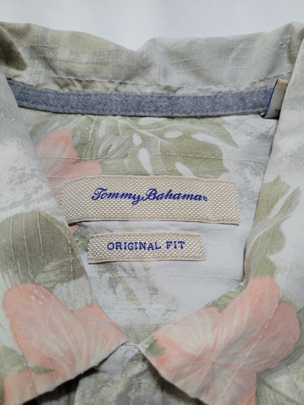Tommy Bahama Mens Silk Hawaiian Shirt Tropical Floral Print Large Coastal - Picture 5 of 10